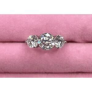 4.0ct D-Color Moissanite 3-Stone Ring Size 8 w/ GRA Certification